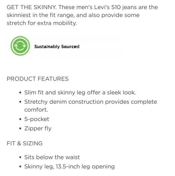 NWT Men's Levi's 510 Skinny Stretch Jeans - Picture 8 of 8